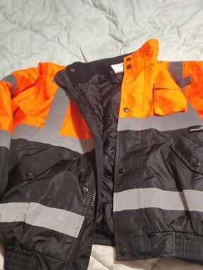 High-Visibility Orange & Black Safety Jacket